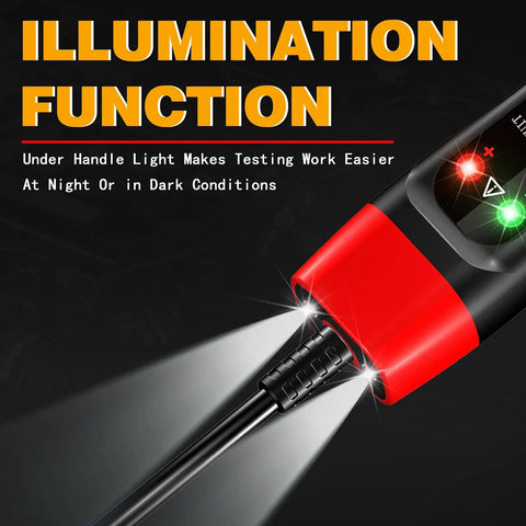 4 To 75V LCD Automotive Test Light With Built In Voltage Meter And Buzzer Electric Probe Pen For Car Battery Polarity Continuity And Fuse Checks Wide Range Auto Circuit Tester For Vehicle Electrical Systems, red black body lit