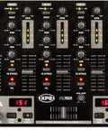 Front view of VMX1000USB Pro 7-Channel DJ Mixer with USB Audio Interface and dual BPM counters, rack-mount ready