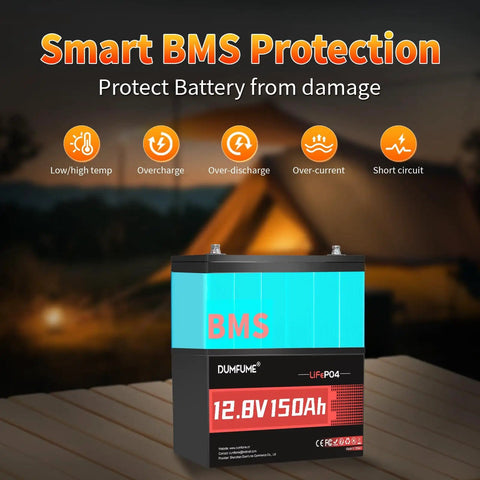 12V 150Ah LiFePO4 Deep Cycle Battery For Solar RV Marine Camping And Off Grid Use With 100A BMS Low Temp Protection