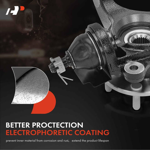 Front Left Steering Knuckle And Wheel Bearing Hub Assembly For Ford Transit Connect 2011 2012 2013 Driver Side Direct Fit Replacement Part With Durable Sealed Bearings And Hubs For Smooth Handling And Long Lasting Performance close-up view showing electrophoretic coating protection.