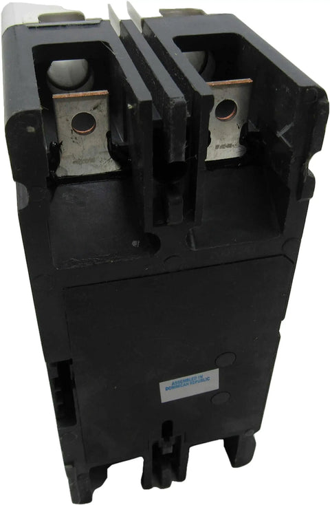 Tough As Nails 60 Amp Thermal Magnetic Circuit Breaker with Heavy Duty Dual Pole Design viewed from the front showing terminals.