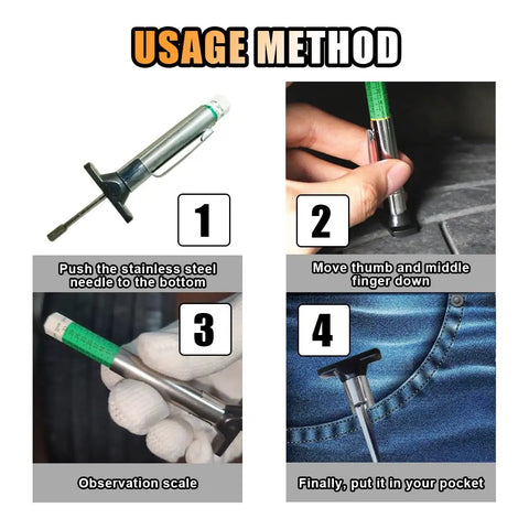 Color Coded Tire Tread Depth Gauge Set 2 Pack Professional Tire Depth Meter Tool usage method instructions