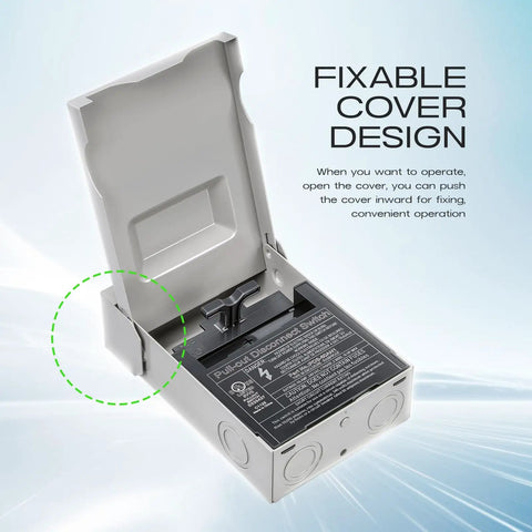 Open Outdoor AC Disconnect Box 30 Amp 120/240V 2 Pole 1 Phase Waterproof Metal Enclosure With Pull Out Switch NonFused UL Listed