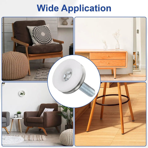 Wide application of Five Sixteenth Inch Eighteen Thread Adjustable Furniture Levelers Set of Four Silver Screw In Feet for Tables and Chairs