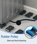 Heavy Equipment Rollers With Dependable Brakes And Non Slip Plastic Casters, solid carbon steel frame under washing machine for stability.