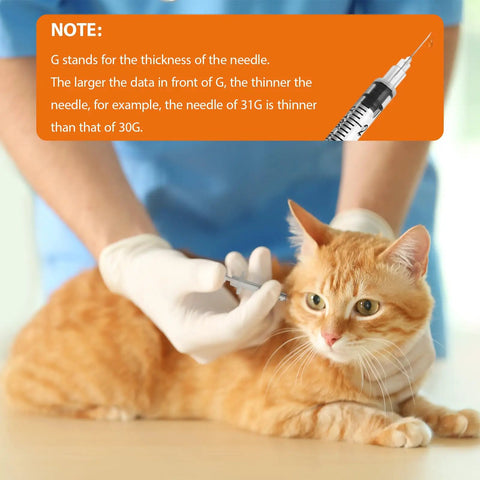 1ml U-100 Syringe With Needle 31G 5/16 Inch 8mm Pack of 30 Sterile, for cat injection