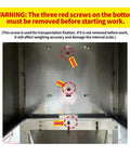 Auto Powder Filling Machine With Smart Scale Dispenser showing red screws inside for handling, emphasizing importance for setup.