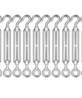 M8 Hook And Eye Turnbuckle Set In 304 Stainless Steel Built Tough Beefy Ten Pack Heavy Duty Wire Rope Tensioner for marine projects