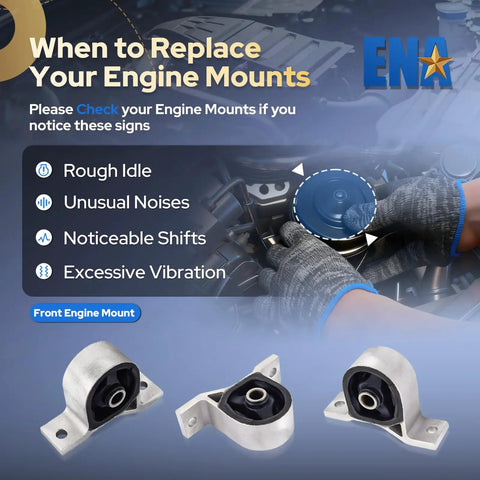 OEM Style Front Engine Motor Mount For Honda Civic And Acura El 1.7L Automatic shown with installation signs and replacement tips.