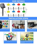Warm White Mini Solar Mushroom Lights For Outdoor Garden Pathway Waterproof Flexible Copper Wire String Lights size details