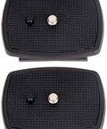 Two 44mm Quick Release Plate Tripod Mounting Adapter Pack Of 2 For Easy Camera Swaps Fits 44mm Heads, shown in black ABS resin.