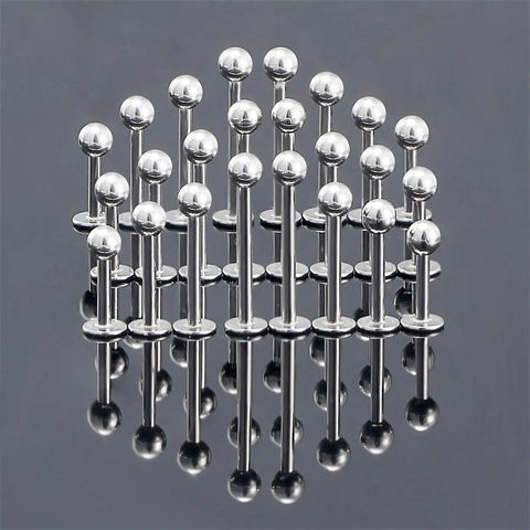 Dope 24 Piece Labret Barbell Set For Lip Helix Tragus And Cartilage Piercings In Surgical Steel Hypoallergenic 20G Includes 6Mm 8Mm 10Mm And 12Mm Sizes With Velvet Gift Bag Great Gift For Women And Men, 24 silver labret studs