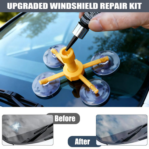 Windshield Chip And Crack Repair Kit For Cars, DIY Car Window Repair Kit No Mixing Needed, suction tool on car window