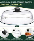 2 In 1 Glass Microwave Splatter Cover And Plate Mat Set with Easy Grip Silicone Handle, 10 Inch, Borosilicate Glass