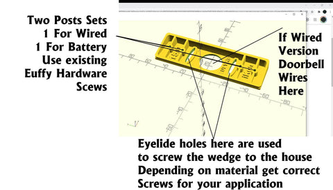 Diagram showing UV Resistant 60 Degree Wedge Wall Mount Kit For Eufy Security Video Doorbell Wired And Battery Edition, 3D Printed