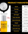 NEWTRY 10-ton hydraulic ram jack with CP-180 hand pump; yellow bottle jack and steel ram cylinder, 2" stroke.