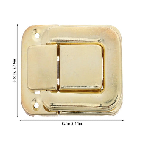 Retro Vintage Toggle Hasp Latch 5 Pcs Antique Rustic Box Buckle Lock Clasp Set for wooden chests, yellow metal, 8cm.