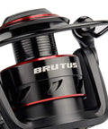 Close-up of Brutus Spinning Reel for Freshwater Fishing, Graphite Frame and CNC Aluminum Spool
