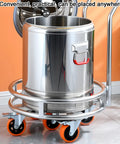 No Sweat Heavy Duty Stainless Steel Drum Stand With Smooth Rolling Wheels For Gas Cylinders And Soup Pots Rust Resistant Mobile Kitchen Cart Indoor Outdoor with stainless steel drum and braked wheels.