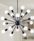 Black Modern Sputnik Chandelier With 18 Lights, 360 Degree Adjustable Angles, Vintage Industrial Ceiling Fixture For Dining Room