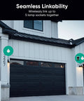 Lamp Socket Power Adapter For V3 And V4 Outdoor Cameras Turns Any Light Bulb Into Motion Activated Exterior Security Light And Lets You Link Up To Five Sockets For Easy Wireless Lighting Control displayed on house exterior.