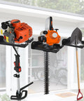Heavy Duty Garage Organizer Wall Mount Trimmer Rack And Garden Tool Gear Hanger, Steel Weeder Holder, Black Finish