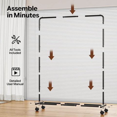 Heavy Duty Portable Garment Rack With Rust Proof Steel Construction, Freestanding Clothes Rail For Hanging Drip And Streetwear, Space Saving Apparel Stand That Keeps Your Fit Stack Organized