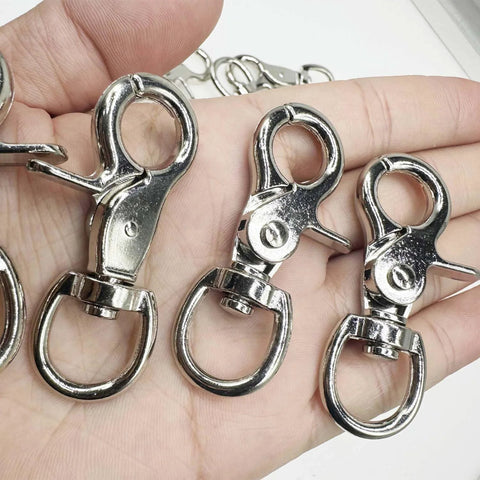 Allazone lobster clasp trigger snap hooks, metal silver, 360-degree swivel clips, set of 3