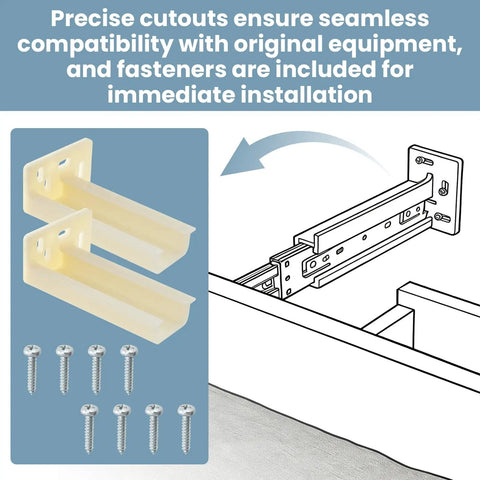 Kitchen Drawer Rail Bracket For Butter Smooth Gliding Rear Track Back Plate Heavy Duty Nylon Side Mount Swap White No Sweat Hardware Kit installation with screws