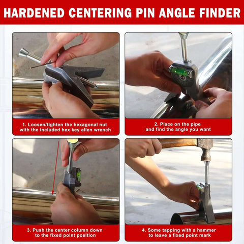 Anblak pipe center finder with 4-inch Y-base, centering head, dial bubble protractor for pipe fitting.