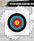 Pro Grade Backyard Archery Target Paper 20 Pack 23 Point 6 Inch 10 Ring Face in stack, wood-free material, non-glare design