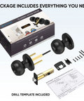 Round Door Knob Set With Deadbolt And Privacy Lock Matte Black Ball Style Door Handles For Indoor Doors With Parts
