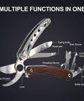 7 In 1 Garden Pruning Shears Folding Multitool With 8 Inch Professional Garden Scissors, knife, saw, opener, and screwdriver.