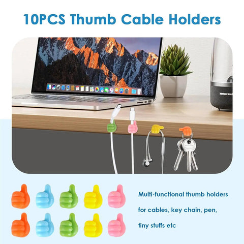 Self Adhesive Cable Clips And Wire Management System For Desks And Screens 10 Pack Cord Organizer For Charging And Mouse Cords Black Finish