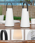Rechargeable Cordless Outdoor Lanterns with dope RGB colors on table, portable handle, IP44 water resistant, remote control shown