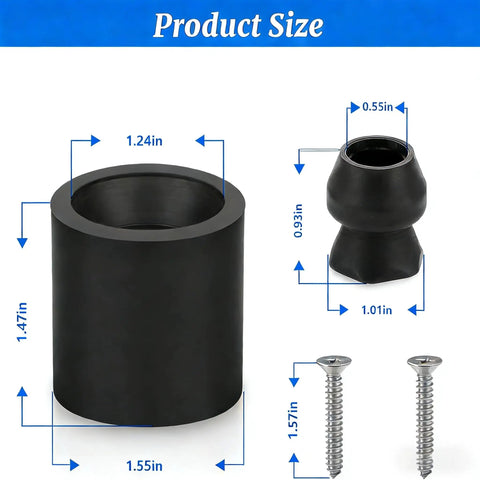 4 Piece Trailer Door Holder Kit With Low Profile Rubber Bumpers And Screws For RVs And Campers size dimensions image