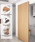 Concealed Sliding Barn Door Hardware Kit With Soft Close For 40 To 44 Inch Passage Opening installed in modern kitchen.