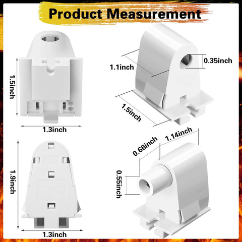 Single Pin FA8 Tombstone Lamp Socket For T8 T10 T12 Fluorescent Tubes Plug And Play Replacement Holder dimensions