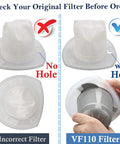 Comparison of incorrect and VF110 filters for 10 Pack Replacement Vacuum Filter Set For VF110 Hand Vac And CHV Series Models Keeps Your Home Clean, Compatible With CHV1410L CHV9610 CHV1210 CHV1510 CHV1410 CHV1410B BDH2000L 9055811301