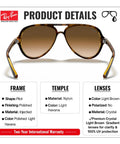 RB4125 Pilot Shape Non Polarized Sunglasses For Men With Included Eyewear Kit Ideal For Formal And Casual Wear Clear Gradient Brown Lenses Everyday Street Ready Style With Modern Edge