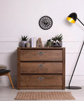 Wooden dresser with Vintage Ring Drawer Pulls Set of 2 Black Zinc Alloy Dresser Knobs, retro handles, in living room setting