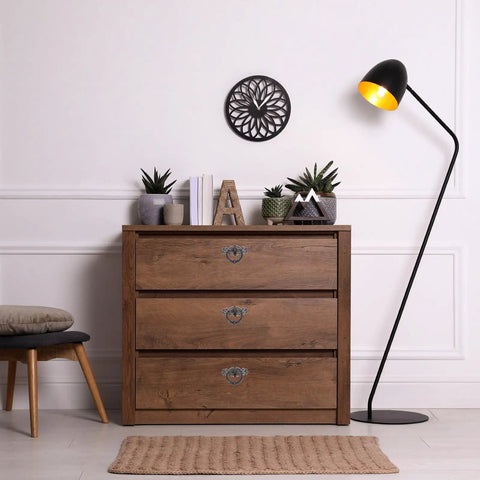 Wooden dresser with Vintage Ring Drawer Pulls Set of 2 Black Zinc Alloy Dresser Knobs, retro handles, in living room setting