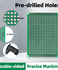 Over 800 Pieces DIY Electronics Kit with Double Sided PCBs showing pre-drilled 0.1-inch holes and precise markings