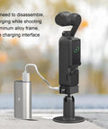 Built Tough Sports Camera Charging Dock For Pocket 3 Rig with fast Type C connection and aluminum frame, ideal for outdoor shoots.