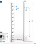 Detailed size diagram of Industrial Grade 10 Way 12 Port Aluminum Pneumatic Shunt Block For Air Distribution Manifold System.