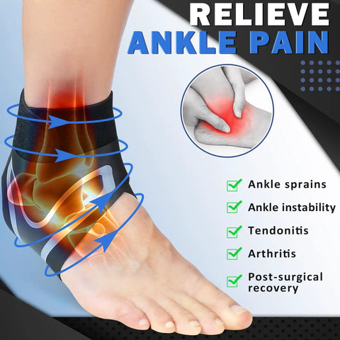 Foot wearing Breathable Ankle Support Brace 1 Pair Neoprene Compression Sleeve with highlights on ankle pain relief areas.