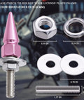 Dope Spiked License Plate Screws Fasteners Kit For Cars Trucks And Motorcycles Decorative Pink Anti Theft Stainless Steel And Aluminum Bolts Fits Most Vehicles Easy Install shown with dimensions