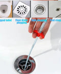 79 Inch Stainless Steel Four Claw Toilet Auger Bendable Drain Snake Clog Remover For Sink And Tub in use for sink clogging.