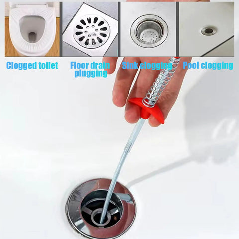 79 Inch Stainless Steel Four Claw Toilet Auger Bendable Drain Snake Clog Remover For Sink And Tub in use for sink clogging.