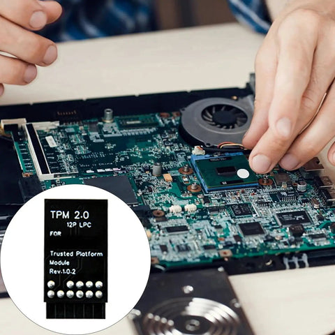 Inserting hardcore hardware security module with 12Pin LPC interface for data protection TPM 2.0 security on motherboard.